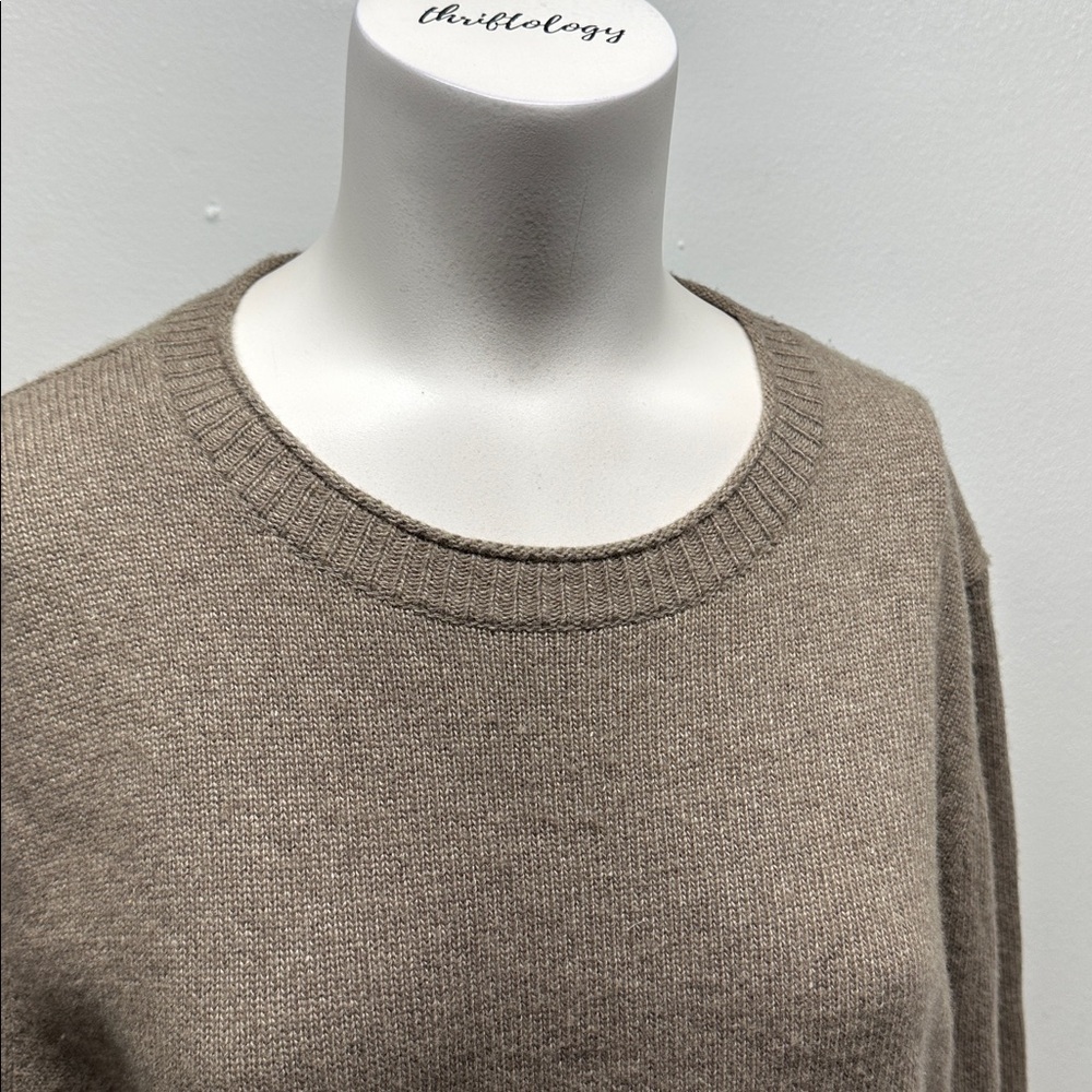 Jenni Kayne Everyday Sweater Cashmere Wool Knit Blend Long Sleeve Taupe Brown XS - Picture 3 of 10
